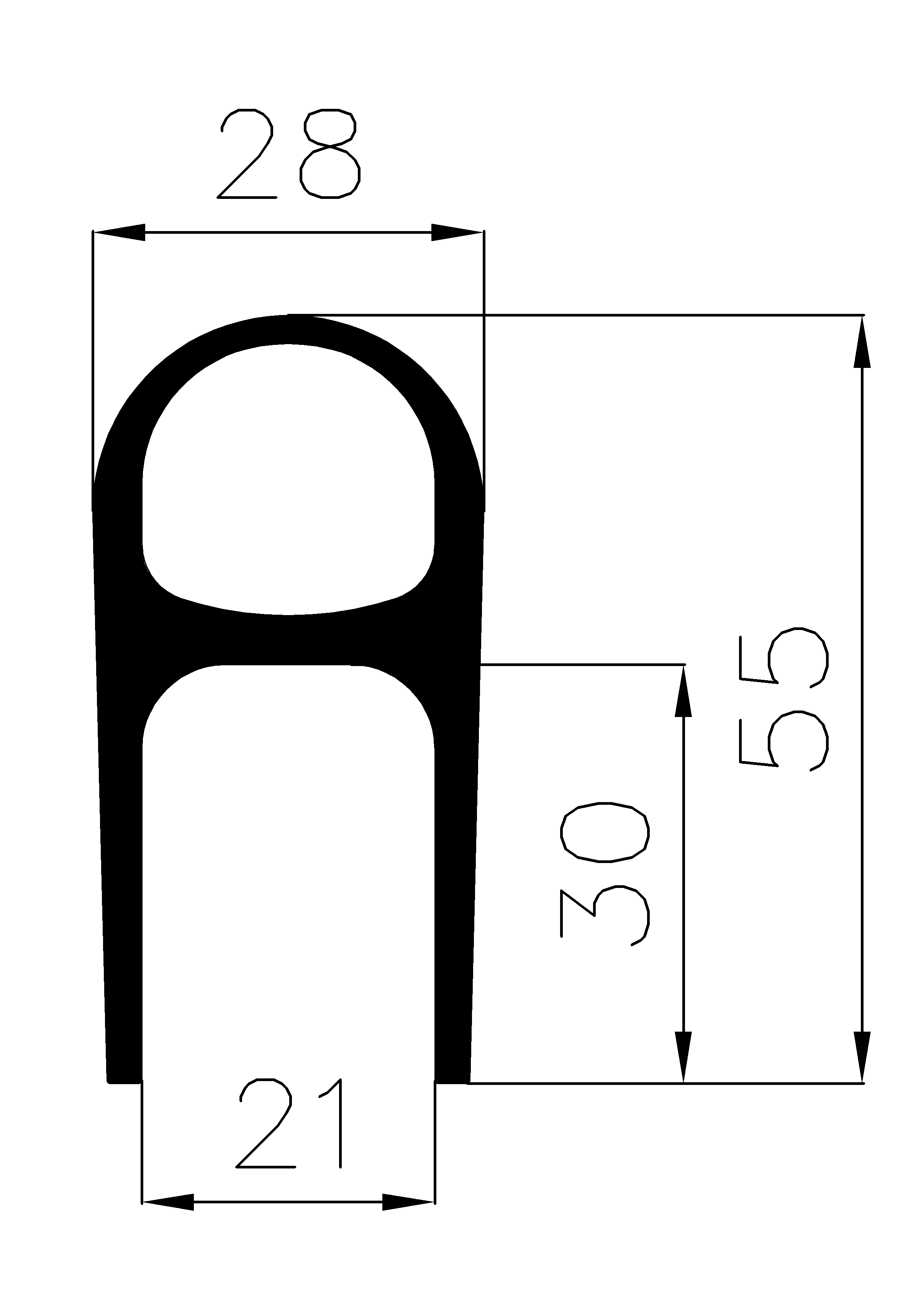 00830365KG - EPDM rubber profiles - Sliding door – finger-guard profiles