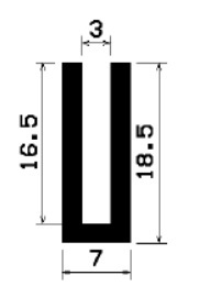 - TU1- 0320 1B= 50 m - rubber profiles - U shape profiles
