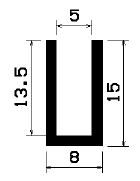 - TU1- 1751 1B= 50 m - rubber profiles - U shape profiles
