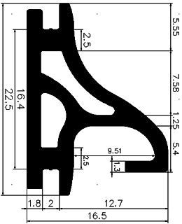 Z1 - G689 22,5×16,5 mm - rubber profile - Door-frame profiles