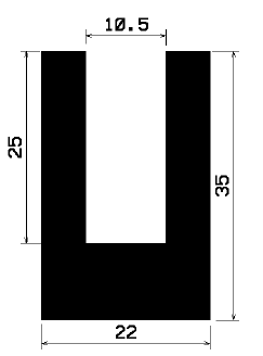 - TU1- 0233 1B= 25 m - rubber profiles - under 100 m - U shape profiles