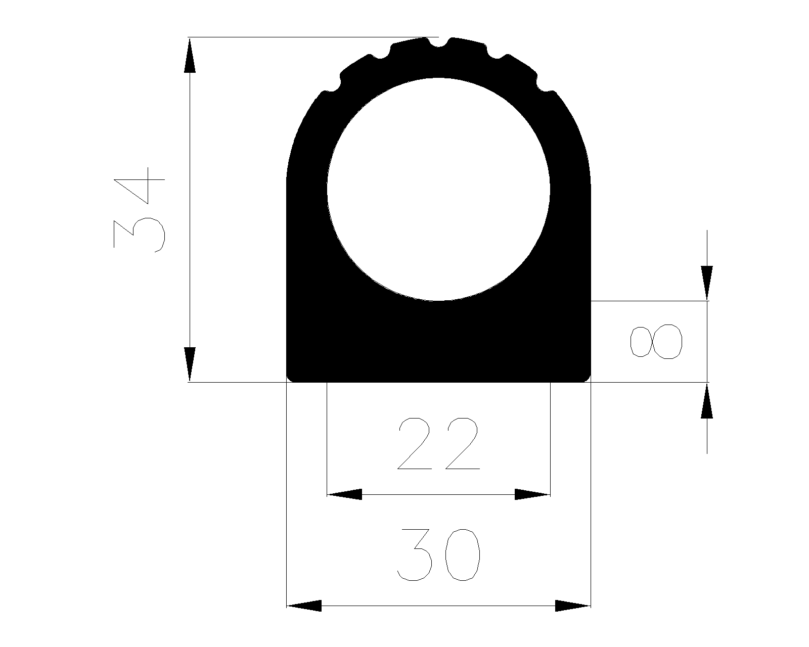 20140365KG - EPDM rubber profiles - Semi-circle, D-profiles