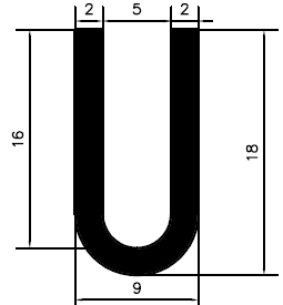 TU1 - G598 18×9×5 mm - silicone profiles - U shape profiles