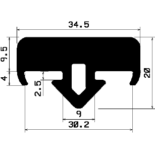 AU 1583 1B= 25 m - rubber profiles - under 100 m - Spacer and bumper profiles