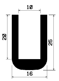 - TU1- 0879 1B= 25 m - rubber profiles - under 100 m - U shape profiles